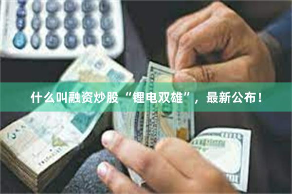 什么叫融资炒股 “锂电双雄”，最新公布！