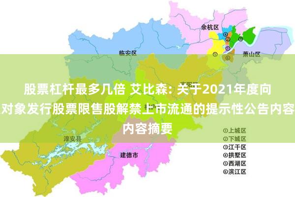 股票杠杆最多几倍 艾比森: 关于2021年度向特定对象发行股票限售股解禁上市流通的提示性公告内容摘要