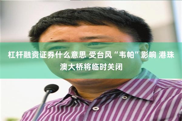 杠杆融资证券什么意思 受台风“韦帕”影响 港珠澳大桥将临时关闭